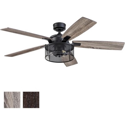 Honeywell Ceiling Fans Carnegie Industrial 52 Inch Ceiling Fan with Light, LED Fan with Remote Control, Indoor Fan, 5 Contemporary Blades, Matte Black