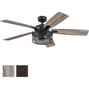Honeywell Ceiling Fans Carnegie Industrial 52 Inch Ceiling Fan with Light, LED Fan with Remote Control, Indoor Fan, 5 Contemporary Blades, Matte Black - 1 of 4