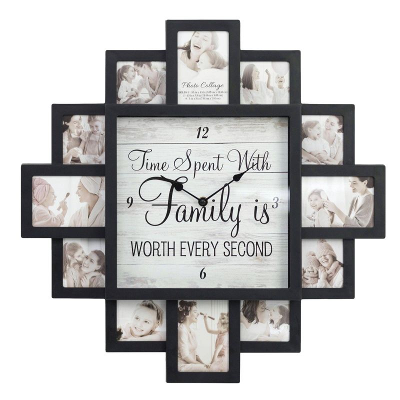Worth Every Second&#39; Picture Frame Collage Wall Clock Black - American Art Decor, 6 of 7