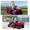 Kids Ride on Tractor with Trailer,12V Electric Vehicles with Remote Control,Dual Motors, Led Lights - 3 of 4