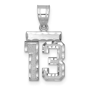 Black Bow Jewelry 14k White Gold, Varsity Collection, Small D/C Pendant, Number 13 - 1 of 3