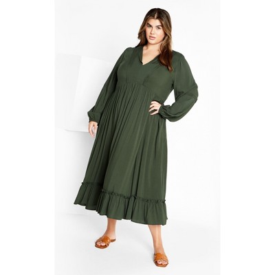 Women's Plus Size Alena Maxi Dress - khaki | CITY CHIC