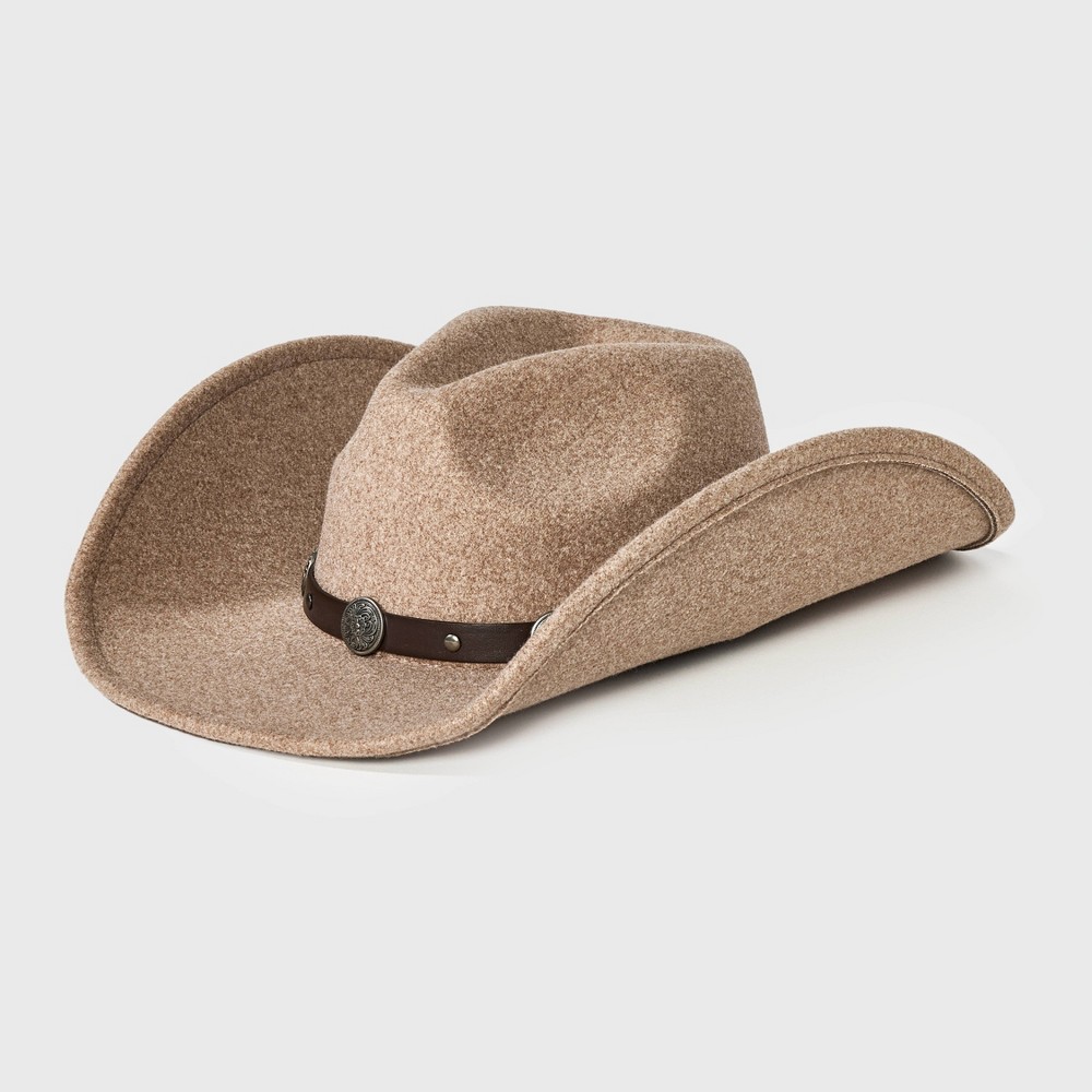 Faux Felt Embellished Band Fedora Hat - Universal Thread™ Taupe S/M