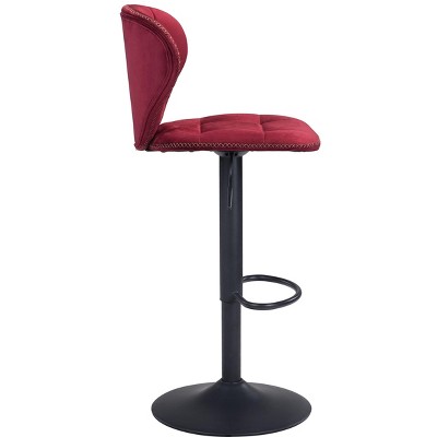 Adjustable Contemporary Red Wood and Metal Bar Stool