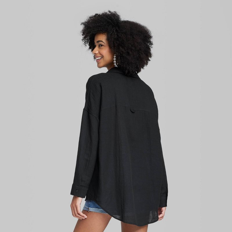 Women's Long Sleeve Oversized Button-Down Shirt - Wild Fable™, 4 of 11