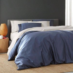 Bamboo Viscose Duvet Cover Set, 100 Organic, Buttery Soft, Cooling, 90x90 Sapphire, Full/Queen - 1 of 3