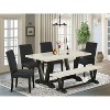 6-Piece Natural Oak Finish Solid Wood Top dining Table with 1-Bench and 4-Chairs with - 2 of 4