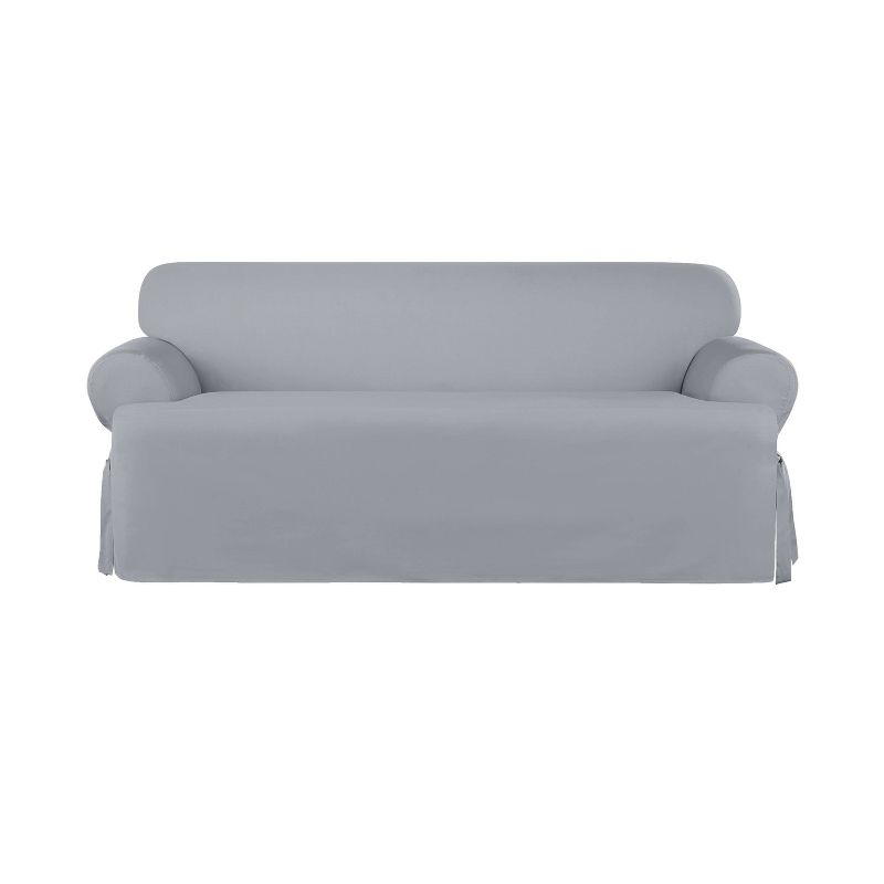 Heavy Weight Cotton Canvas T Cushion Sofa Slipcover Pacific Blue - Sure Fit, 2 of 3