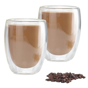 2-Piece Double-Wall Glass Coffee Mug Set – Clear, Insulated, Keeps Drinks Hot or Cold, 11.8oz Glasses - 1 of 4