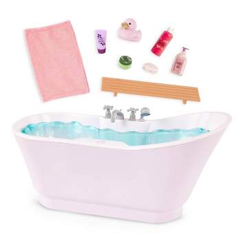 Our Generation Bubbly Bathtime Bathtub with Water Sounds Dollhouse Accessory Set for 18'' Dolls