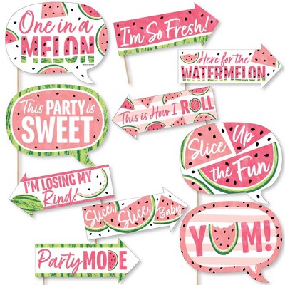 Big Dot of Happiness Funny Sweet Watermelon - Fruit Party Photo Booth Props Kit - 10 Piece