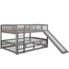 Bunk Bed with Slide,Full Over Full Low Bunk Bed with Fence and Ladder for Toddler Kids Teens White - 2 of 4