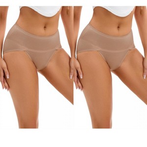 INSPIRE CHIC 2 Pcs Women's High Cut Ladies Panties Full-Coverage Cotton Briefs Available in Plus Size - 1 of 4