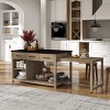 KTMBDW Kitchen Island, Kitchen Island on Wheels with 3 Storage Drawers and Cabinets, Wood Portable Island for Dinning Room - 2 of 4