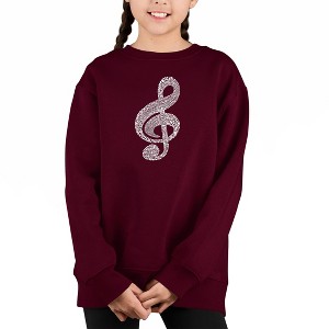 LA Pop Art Music Note - Girl's Word Art Crewneck Sweatshirt - 1 of 3