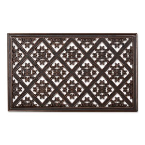 Design Imports  Brown Painted Diamond Lattice Grid Rubber Doormat - 1 of 4