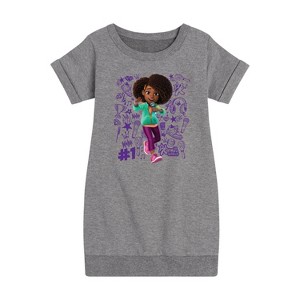 - Karma's World - Karma Notebook Graphic Short Sleeve Fleece Dress - 1 of 3