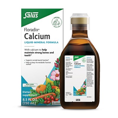 Floradix Calcium Liquid Supplement - Supports Strong Bones & Teeth with Calcium Gluconate & Calcium Lactate - Vegan, Non-GMO - 8.5 fl oz