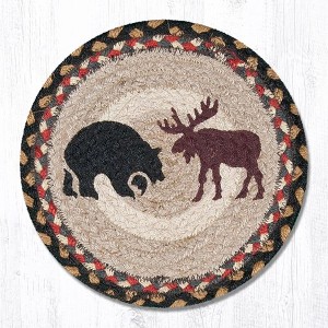 Earth Rugs Bear/Moose Round Trivet – Rustic Cabin Kitchen Hot Pad 10"x10" - 1 of 3