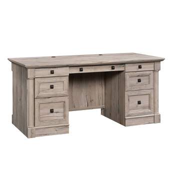 Palladia Executive Desk Split Oak - Sauder: Home Office Furniture with Keyboard Tray, File Storage