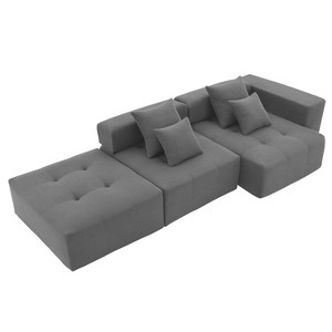 NicBex Modular L Shape Sectional Sofa Corduroy Floor Couch with 4 Pillows for Living Room and Apartment - 1 of 4