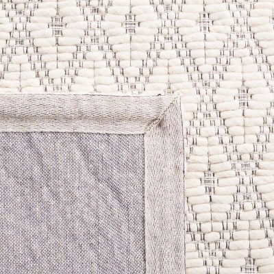 Handmade Black Geometric Wool Square Area Rug, 4' x 6'