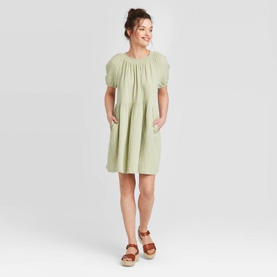 smocked shift dress