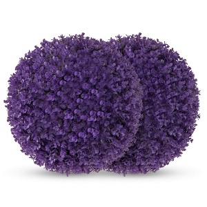 Costway 2 PCS Artificial Plant Topiary Balls with7 Layers Leaves UV Protected for Garden - 1 of 4