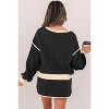 Color Contrast Loose Pullover and Lace-up Waist Skort Set - 2 of 3