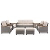 Buenhomino 9-Piece Outdoor Patio Set – 4 Single Chairs, Sofa, 2 Side Tables & 2 Ottomans, All-Weather Wicker with Cushions, Beige - 3 of 4