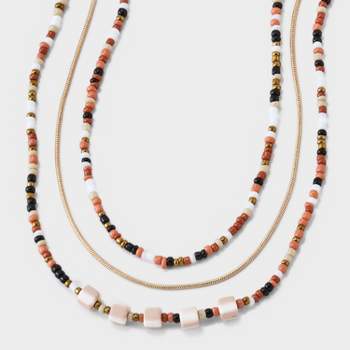 Mini Beaded and Disc Charm Layer Necklace - Universal Thread™ Natural