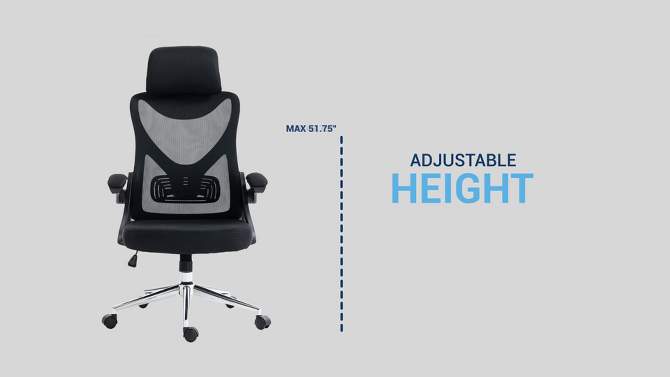 Techni Mobili Essential Ergonomic Office Chair with Headrest and Lumbar Support Black, 2 of 7, play video