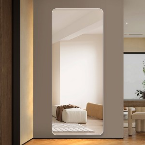 APRILSOUL 60"x 15" inch Full Body round corner mirror for Living Room Bedroom Cloakroom Wall hanging with hanging hole High quality 5mm silver mirror - 1 of 4