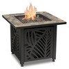 Endless Summer 30 Inch Square 50,000 BTU LP Gas Outdoor Fire Pit Table with Slate Tile Mantel, Cut Out Design, Fire Glass, and Cover, Brown Multi - 2 of 4