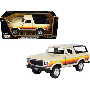 1978 Ford Bronco Custom Cream with Stripes and Black Top "Platinum Collection" Series 1/24 Diecast Model Car by Motormax - 1 of 3