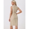 Allegra K Women's Sleeveless V Neck Notched Lapel Double Breasted Belted Work Office Dress - 4 of 4