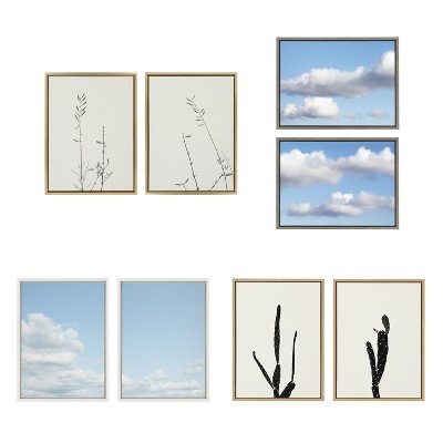 Ocean Swim Coastal Canvas Art Set with White Frame, 18x24
