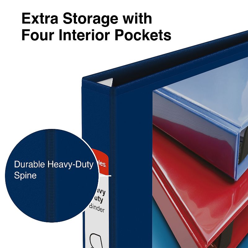 Staples Heavy Duty 1" 3-Ring View Binder Blue (24665) 82700, 4 of 8