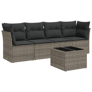 vidaXL Garden Sofa Set Grey PE Rattan Medium Modular Garden Sofa Set - 1 of 4