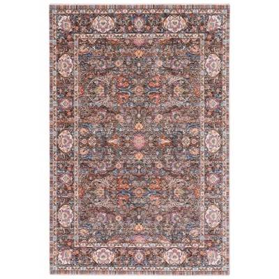 Beige and Blue Rectangular Stain-Resistant Synthetic Area Rug