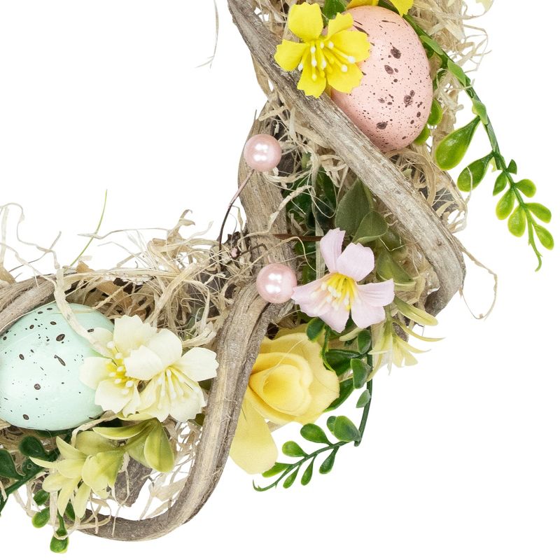 Northlight Flowers and Speckled Eggs Artificial Easter Wreath - 12", 3 of 6