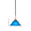 Toltec Lighting Paramount 1 - Light Pendant in  Matte Black/Brass with 10" Blue Italian Shade - 2 of 2