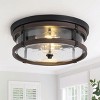 Dewdrop Flush Mount Ceiling Light, Black Metal Frame with Clear Seeded Glass Shade for Hallway Bedroom - 2 of 4