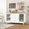 Buffet Cabinet with Storage, 60" Sideboard Cabinet with 2 Fluted Glass Doors and 3 Drawers, Coffee Bar Station with Adjustable Shelves, Natural - 2 of 4