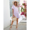 Maternity Swiss Dot Dress Summer V Neck Short Sleeve Button Down Mini Dress Baby Shower Photoshoot with Pockets - 3 of 4
