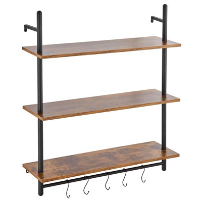 Munora Industrial Pipe Shelf 3 Tier 32x9.84in Wall-Mount for Kitchen Bedroom