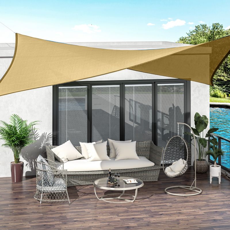Outsunny 20' x 13' Rectangle Sun Shade Sail Canopy Outdoor Shade Sail Cloth for Patio Deck Yard with D-Rings and Nylon Rope Included, 3 of 8