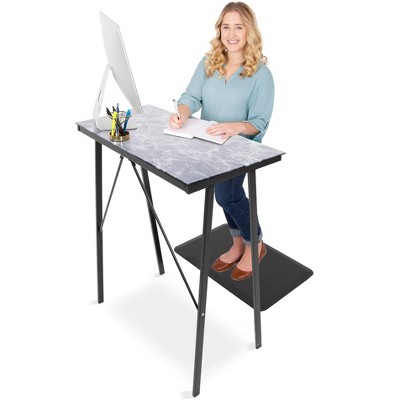 Joy Glass Standing Desk – 31” Modern Multifunctional Table - Marble Print - Stand Steady