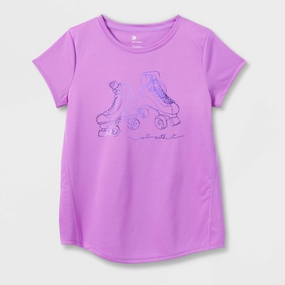 Girls' Short Sleeve 'Rollerskate' Graphic T-Shirt - All in Motion™ Violet