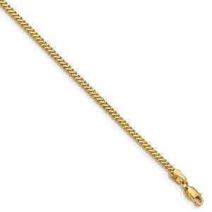 Black Bow Jewelry 1.5mm, 14k Yellow Gold, Solid Franco Chain Bracelet - 1 of 4